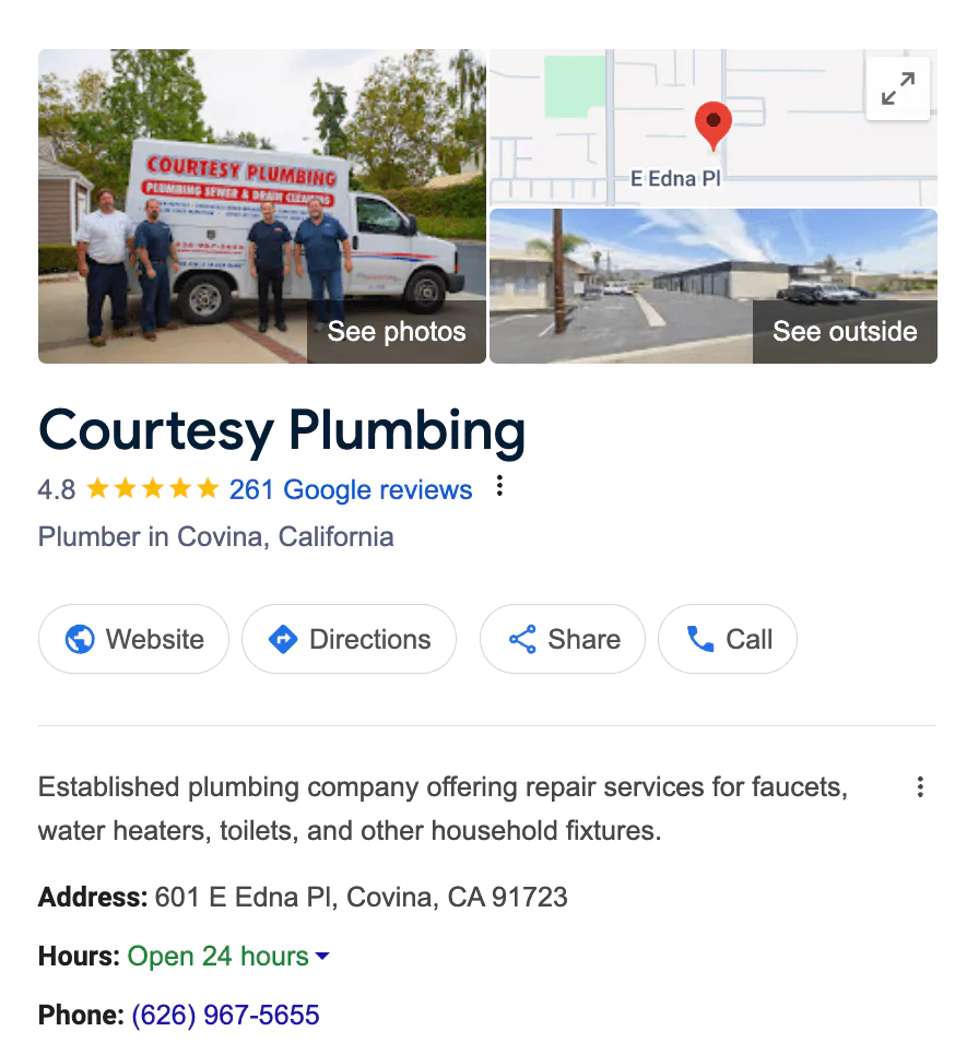 Local Plumbing Google Business Profile