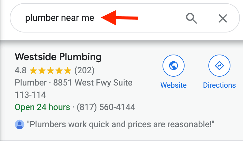 Screenshot of Google Maps Ranking for "Plumber Near Me"