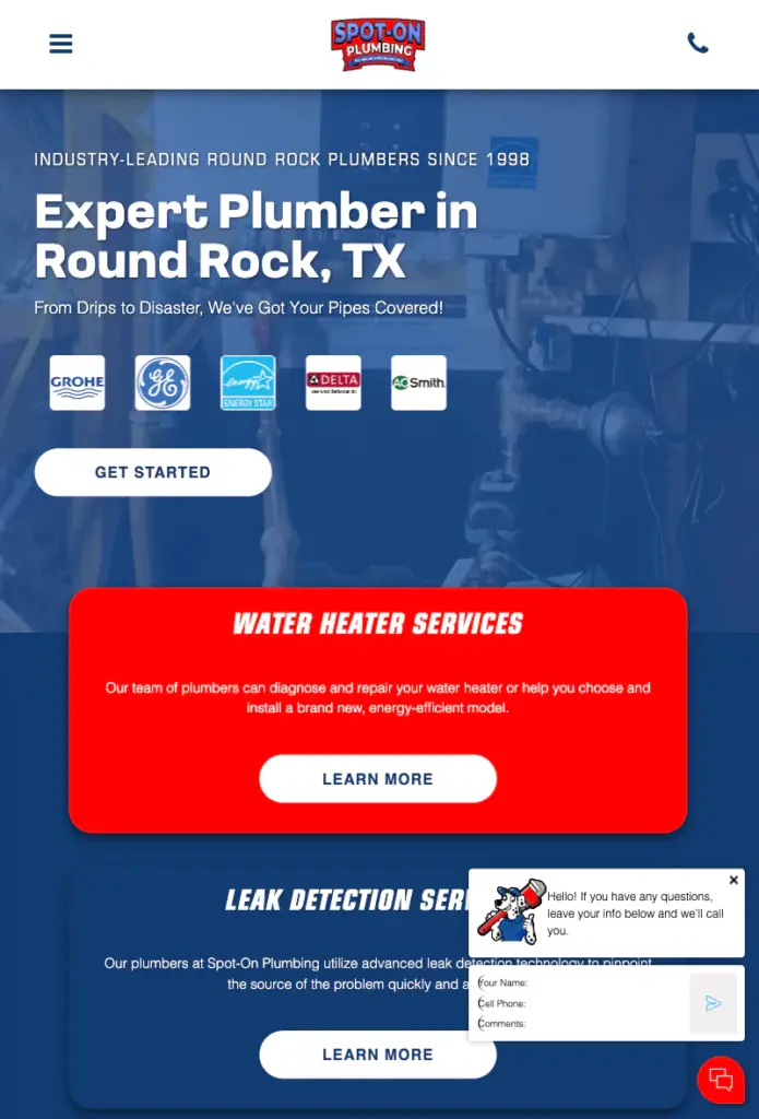 Plumbing Landing Page Example 3