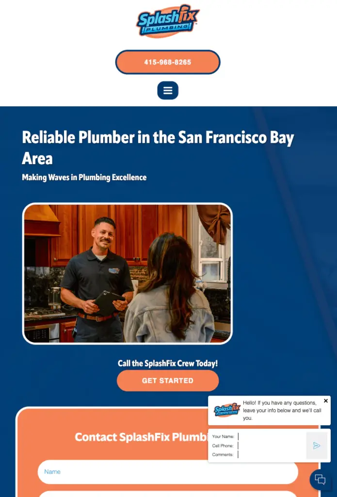 Plumbing Landing Page Example 4