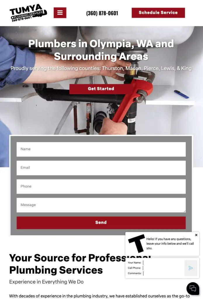 Plumbing Landing Page Example 6