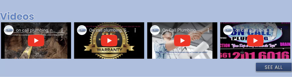 Plumbing Video Website Embeds (Screenshot)