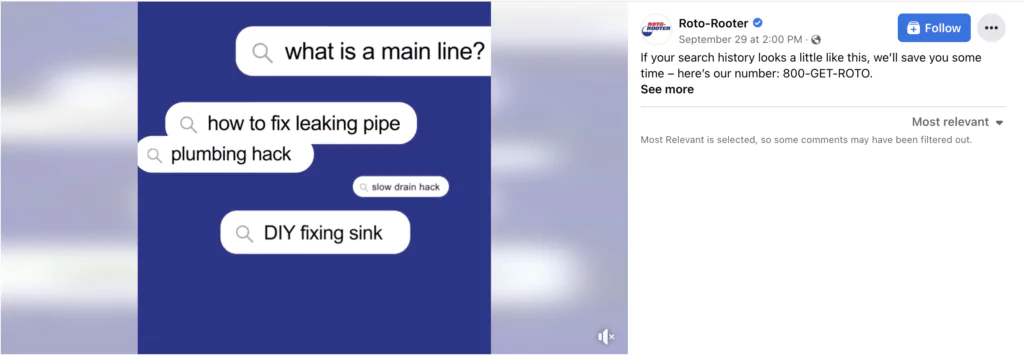 Roto Rooter Facebook Video (Screenshot)